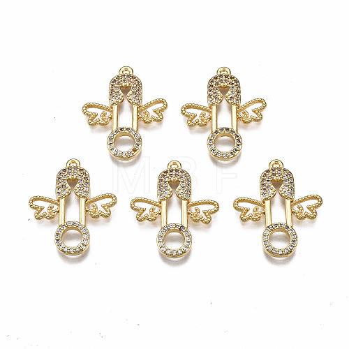 Brass Micro Pave Clear Cubic Zirconia Pendants KK-Q277-048-NF-1