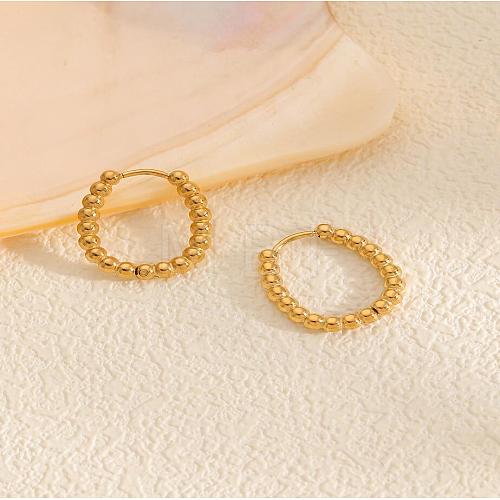 Stainless Steel Bead Shaped Women's Hoop Earrings CM1666-1