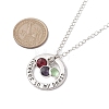 Glass and Alloy Round With Word Forever In My Heart Pendant Necklace NJEW-JN04697-03-4