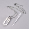 Natural Quartz Crystal Openable Perfume Bottle Pendant Necklaces G-K295-C-P-1