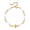 Natural Freshwater Shell Beads Link Chain Bracelets BJEW-JB13909-2
