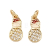 Christmas Brass Micro Pave Cubic Zirconia Enamel Charms KK-L255-19G-07-1