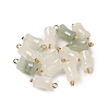 Natural Jade Bamboo Stick Charms with Rack Plating Brass Loops G-G110-03B-G-1