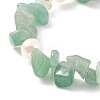 Natural Green Aventurine Chips & Pearl Beaded Slider Bracelet BJEW-JB08334-03-4