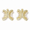 Rack Plating Brass Micro Pave Clear Cubic Zirconia Charms ZIRC-C041-10G-2