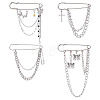 4Pcs 4 Styles Zinc Alloy Hanging Chain Brooches JEWB-DR0001-06-1