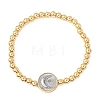 Brass Round Beads Stretch Bracelets for Women BJEW-H640-03B-GP-4