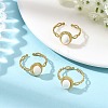 304 Stainless Steel Shell Cuff Open Rings RJEW-JR01111-01-1