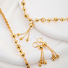 Elegant Brass Bead Tassel Pendant & Earrings & Necklace Bracelet Set for Women LC6579-4