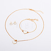 Heart Alloy Enamel Link Bracelets & Stud Earrings & Pendant Necklaces for Women FS-WG7E308-01-2