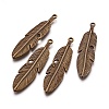 Tibetan Style Alloy Feather Big Pendants LS-TIBEP-A12720-AB-NR-1