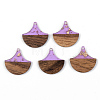 Transparent Resin & Walnut Wood Pendants RESI-S389-046B-B01-1