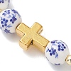Handmade Flower Printed Porcelain Ceramic & Electroplate Non-magnetic Synthetic Hematite & Alloy Beaded Stretch Bracelets BJEW-JB13532-3