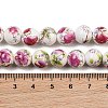 Handmade Flower Printed Porcelain Ceramic Beads Strands PORC-M007-10mm-17-3