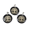 Natural Lava Rock Flat Round Pendants G-Q188-01P-15-1