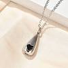 304 Stainless Steel Black Enamel Heart Teardrop Keepsake Ashes Memorial Necklaces NJEW-P326-06P-3
