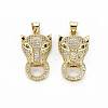 Brass Micro Pave Clear Cubic Zirconia Pendants ZIRC-N039-194-NF-1