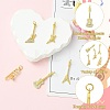 5Pcs 5 Styles Musical Instruments Theme Rack Plating Brass Clear Cubic Zirconia Pendants KK-CJ0005-93-3