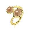 Round Natural Sunstone Open Cuff Rings RJEW-C087-02G-04-1