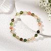 Natural Agate & Brass Beaded Bracelets for Women BJEW-JB13968-1