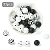 33Pcs 5 Styles Silicone Focal Beads SIL-YW0002-58-1