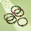 Natural Lava Rock & Mixed Gemstone Stretch Bracelet with Alloy Column Beaded BJEW-JB08731-2