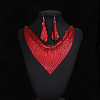 Triangle Scarves & Rhombus Sequin Alloy Pendant Necklaces & Dangle Earrings Sets FS-WG6C930-04-1