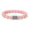 Alloy Nordic Viking Runes 8MM Dyed Synthetic Turquoise Round Beaded Stretch Bracelets KW3210-5-1