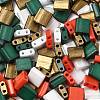 4 Colors Christmas 2-Hole Square Glass Seed Beads SEED-X0058-09-2