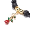 2Pcs 2 Style Style Natural Lava Rock & Golden Sheen Obsidian & Synthetic Hematite Stretch Bracelets Set BJEW-JB08734-9