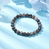 8mm Round Natural Fluorescent Syenite Rock(Glow under UV Light) Beaded Streth Bracelets BJEW-JB10859-2