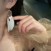 Feather & Alloy Dangle Earrings WGD8B51-01-4