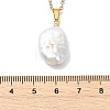 Natural Baroque Keshi Pearl Oval Pendant 304 Stainless Steel Cable Chain Necklaces NJEW-JN06135-5