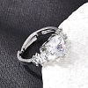 Brass Micro Pave Cubic Zirconia Cuff Open Rings CU-CBA5C10-08P-2