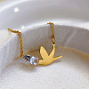201 Stainless Steel Crystal Rhinestone Bird Pendant Necklaces for Women WG9DEBA-01-1