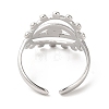 Tarnish Resistant 201 Stainless Steel Open Cuff Ring Rhinestone Settings RJEW-E063-40P-3