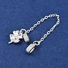 Brass Pave Clear Cubic Zirconia European Safety Chains with Charms KK-L236-15C-S-2