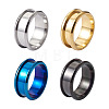 4 Colors Stainless Steel Grooved Finger Ring Settings STAS-TA0001-26A-1