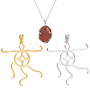 2 Colors 925 Sterling Silver Pendant Irregular Cabochon Settings STER-PH0002-02A-1