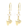 Brass Micro Pave Clear Cubic Zirconia Fish Dangle Earrings EJEW-A149-02G-4