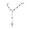 Acrylic & CCB Plastic Beaded Rosary Necklaces with Alloy Cross Pendant NJEW-JN05856-01-2