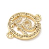 Brass Micro Pave Clear Cubic Zirconia Letter FE Links Connector Charms KK-L268-024G-02-2