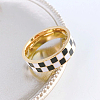 Black & White Checkerboard Stainless Steel Enamel Finger Rings FS-WG83B81-04-1