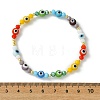 Handmade Evil Eye Lampwork Round Beads & Electroplate Glass Beads Stretch Bracelets for Women BJEW-JB13758-3