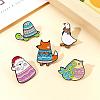 5 Pcs Enamel Lapel Pin Sets Cute Lamb Fox Goose Chicken Animal Brooch Pins Electrophoresis Black Alloy Animal Brooches for Clothes Bags Backpacks Party Decoration Christmas Gift JBR107A-4