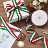 50 Yards Tricolor Polyester Striped Grosgrain Ribbon OCOR-WH0078-199C-5