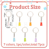 7Pcs 7 Colors Candy Color Transparent Bear Resin Pendant Keychain KEYC-CP0001-17-2