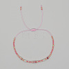 Bohemian Faceted Rondelle Natural Rhodonite and Glass Heishi Braided Bead Bracelets for Women FE7255-2-1