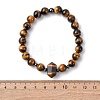 Natural Tiger Eye Beaded Stretch Bracelet for Women BJEW-A145-01E-5