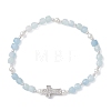 Natural Aquamarine Beaded Stretch Bracelets BJEW-JB13199-04-2